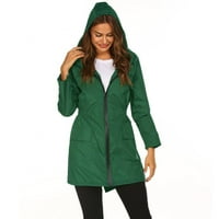 Xmarks ženska lagana vodootporna kišna jakna dugačak kabanica s kapuljačom na otvorenom dugim rukavima na zipu Withbreaker kiše, s-2xl