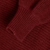 Dukseri za žene Čvrsti pleteni džemper na dugim rukavima, pulover dugih rukava
