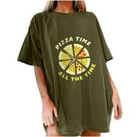 Lopecy-Sta bluze za žene Dressy Casual Božićni poklon Ženska kratka rukava Summer Pizza Štampani Ležerni TOP pulover Majica Army Green Popust
