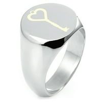 Sterling srebrni ključ za moj srčani ugraviran okrugli ravni vrhunski polirani prsten