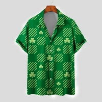 Amtdh muške plažene majice na plaži ljeto rever gumb dolje majica odjeća vintage kratkih rukava kratkih rukava, dan Patrickovog tiska na vrhu casual havaii bluza zelena s