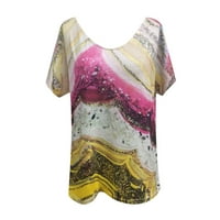 Idoravan ženski vrhovi zazor ljetni modni ženski V-izrez kratki rukav majica majica ljetni ispis labavi