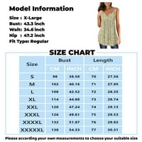 HHEI_K Ženski bluze Dressy casual ženska casual moda plus veličine tiskani gumb bez rukava V-izrez V-izrez vrh