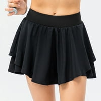 Ženske sagledne teniske suknje asimetrične slojevijske mini suknje s kratkim hlačama za pokretanje Workout Activewear