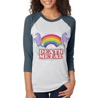 Death Metal Rainbow jednorog unise rušica Raglan majica