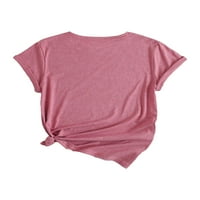 Ženski povremeni slogan okrugli vrat kratkih rukava za prašnjave ružičaste majice L