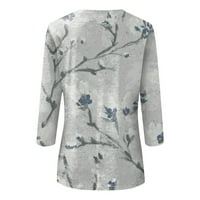 Ženski bluzes Crew izrez cvjetna bluza Ležerne prilike za žene Ležerne prilike sažetak rukava Bluze sivi l
