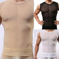 Seksi muškarci vidjeli - kroz Fishnet majica Clubwear trčanje prsluk s kratkim rukavima Top Black XL