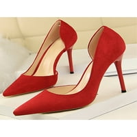Gomellly Dame visoke potpetice Fau Suede d'Orsay pumpe šiljaste toe Stilettos casual haljine cipele za vjenčanje crvena 7.5