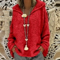 Frehsky džemperi za žene modne labave velike veličine čvrste boje kapuljače duge rukave vrpce na vrhu