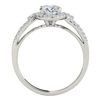 Aonejewelry Carat Halo Diamond Angagement Cvjetni oblik Cvjetni prsten 14k čvrsto bijelo zlato