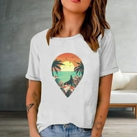 Olyvenn ženske trendy Basic Tees T-majice popust Ljetni kratki rukav Tees Tropical Grafički vrhovi košulje