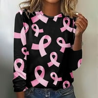 Clearsance Pulover raka za dojku za žene ružičaste vrpce udobne pulover sa dugim rukavima, ružičasti