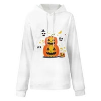 Podplug Halloween Print Hoodie dugih rukava pulover pulover s labavim ležernim dukserom za žene tinejdžerske