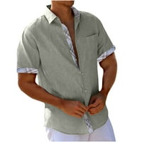 Aueooeo Muška košulja s pravilnim majicama kratkih rukava Lapel casual majice Kardigan za odmor Džepna bluza