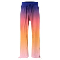 Oieyuz Lounge Hlače za žene Trendy Color Contrast pantalone elastirane superane široke pantalone za