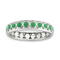 Izrazi srebrne boje Sterling Polirani zeleni krugovi Emajlirani veličinu zvona: 7; za odrasle i tinejdžere;