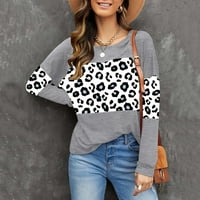 Majica dugih rukava za žene Dressy kauzalni modni leopard print tunički bluza Dame Crewneck Lagane vrhove