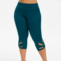 Capri gamaše za žene plus veličine šuplji dizajn Čvrsta boja ubodne gamaše rastezanje joge vježbanje