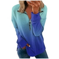 APEPAL ženski kauzalni zip pulover dugih rukava ovratnik dukserice gradijent ispis Activewewebr jakna