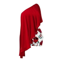 Clearsance Ljetne haljine za žene bez rukava otisnuta modna asimetrična mini ručna haljina crvena 2xl