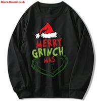 Grinch božićni stil Duks okruglih vrata ženski muški duks, božićni duksevi za odmor Božićni džemper Xmas džepna odjeća, crna bijela marelica
