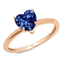 1CT srce rezano plavo simulirano tanzanite 18K 18K Gold Gold Gold Anniverment prsten veličine 7.25