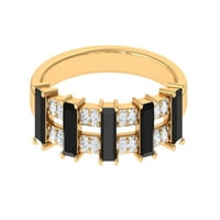 Crni spinel pola vječnog prstena sa dijamantima, godišnjički prsten za žene, 14k žuto zlato, SAD 8.50