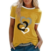 Ženska modna casual tiska O-izrez Labavi majica kratkih rukava Top bluza Pulover žene dugih rukava s