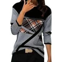 Žene dugih rukava vrhovi dugih rukava Okrugli vrat tiskani vrh kontrastne boje casual modne majice pulover