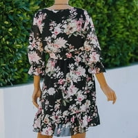 Cotonie haljina za žene Ljeto seksi povremena polovina ruha naglih cvjetni ispis V-izrez haljina velika