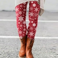 SKPBlutn High Squik gamaše za žene plus veličine Sve božićne vitke ispisane elastične duge čizme Udobne casual pantalone crvene boje