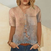Žene ljetne tunike kratki rukav Ležerne majice V izrez Loose Comfy vrhovi Tee Lagana slatka bluza