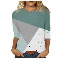 Majica Spring rukave za žene Ljeto Jesen Trendi Ležerne prilike Boja blok okrugli izrez Loover pulover udobne bluze