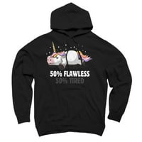 50% besprijekoran 50% lijeni simpatični jednorožni poklon crni grafički pulover Hoodie - Dizajn ljudi M
