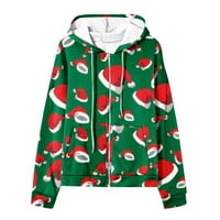 Božićni kaputi za žene sa modnom modnom novost pletene Xmas Tree Ispis Zip Up duksevi jakna s džepovima