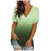TKLpehg ženske casual vrhovi kratki rukav klirens kratki rukav majice grafički grafički grafički ljeto labavo fit lagana bluza modni V-izrez na vrhu bazične vrhove zelene 6