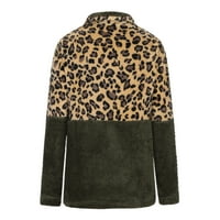 Ženska plus veličina čišćenja jakne za montažu žene Žene Leopard Boja blok sa zatvaračem Ljepica s dugim
