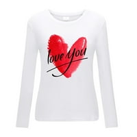 T majice Kratki rukav za žene s dugim rukavima Okrugli vrat slova, pulover za srce, ležerna majica oblikovanje