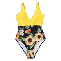 Kupaći kostim za žensku kontrolu trbuha Monokini modni suncokret tiskani seksi duboka-v bikini odjeća