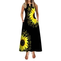 Žene Line Haljina Maxi dugi haljina bez rukava Cvjetni ispis ljetni okrugli vrat Moderan rad Elegantna