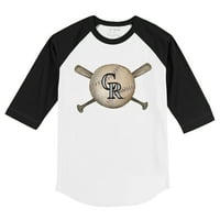 Omladinski sitni otvor bijeli crni Kolorado Rockies bejzbol križni šišmiši 3 majica sa 4 rukava Raglan