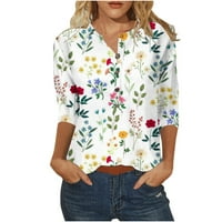 Majice u inleife-u za žene modni retro V-izrez Uskrsnog ispisanih vrhova ženska bluza tri četvrtine