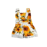 Qinghua Toddler BABY Girl Coumenti sa džepom suncokretornice Print Suspender Shorts Tumpsit Summer Ležerne