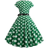 Shiusina Wone Vintage 1950-ih Retro kratkih rukava Dot Print večernje party mamunjska haljina zelena