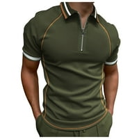Shpwfbe majice za muškarce Ljetne odjeće Muškarci i ljetni modni labavi rever sa zatvaračem 3D digitalni tisak kratkih rukava Top majica za majicu Top Golf majice za muškarce Army Green 3xl