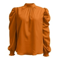 FVWitlyh duga flannel majica Žene Žene dugih rukava s dugim rukavima dolje Lotus ruffled radna košulja