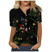 FSQJGQ ties za žene Osnovne ženske trendi vrha Žene Ljetni cvjetni uzorak bluza s kratkim rukavima Comfy