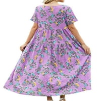 Avamo žene kaftan kratki rukav Maxi haljine elastična struka boemske duge haljine cvjetne tiskane zabave