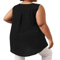 Ženski plus bluze casual ravnica V izrez Top 2xl crna